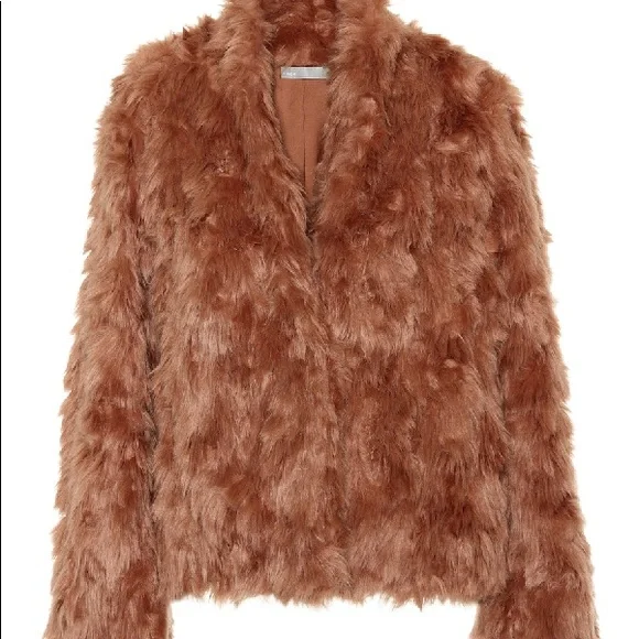 Clothing Jackets Vince Plush Faux Fur Jacket Vince Women's Belted